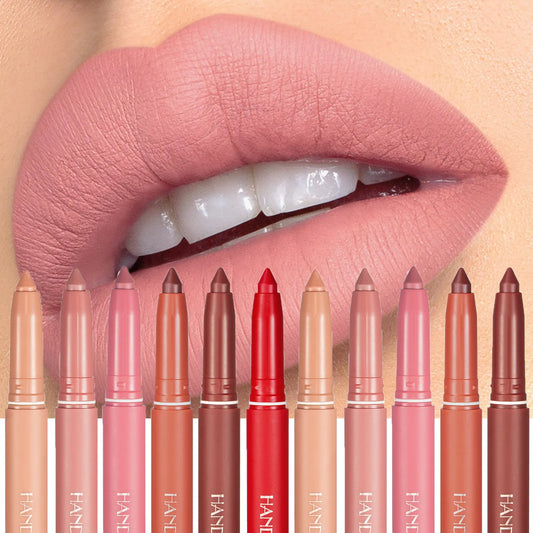 12 Color Matte Nude Pink Matte Solid Lip Gloss Waterproof Long Lasting cil Lip Liner Pen Lip Makeup