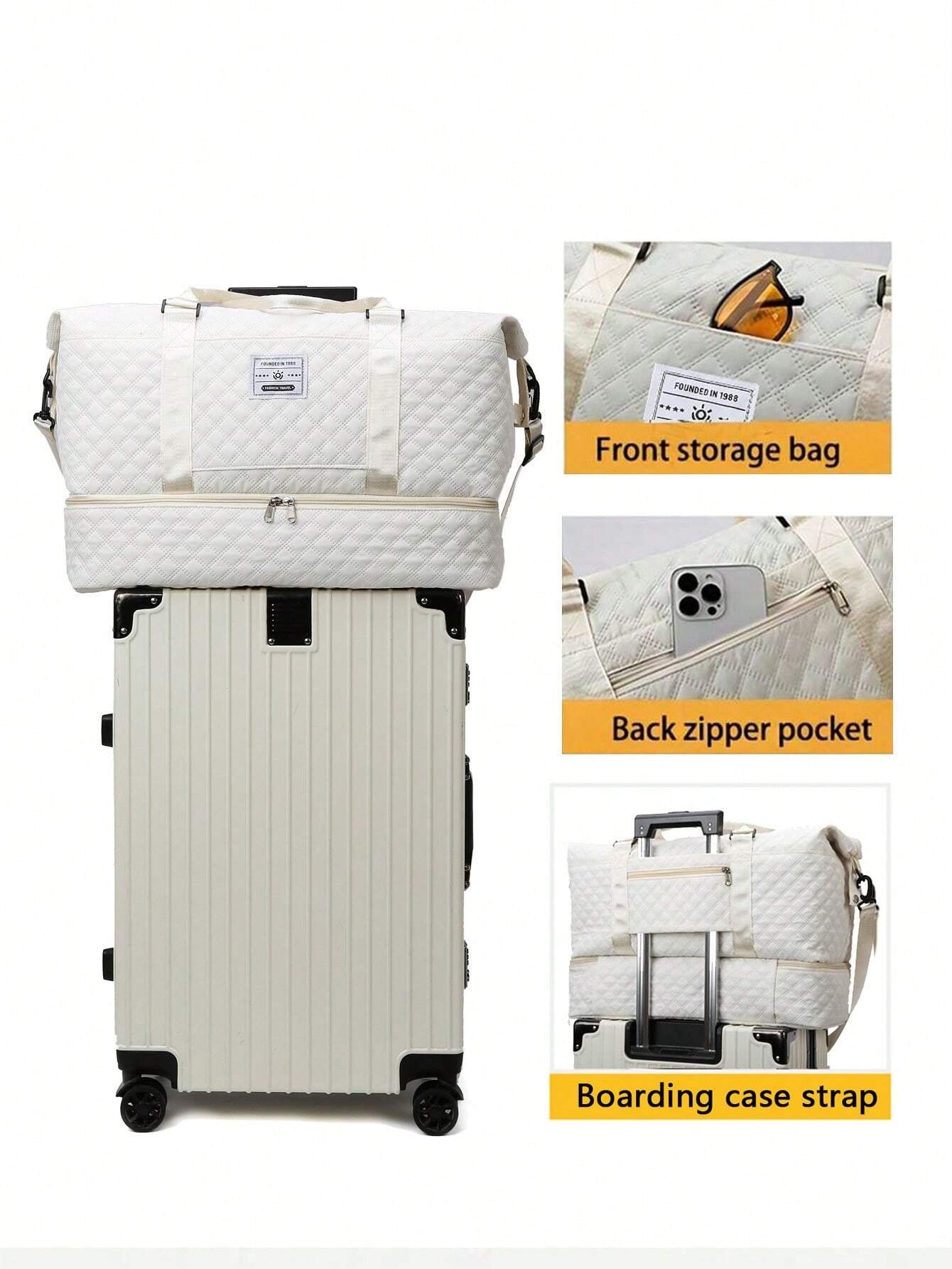 2PCS Large Capacity Travel Duffel Bag, Wet and Dry Separation Fitness Bag, Weekend Overnight Shoulder Bag, Hospital Necessary Mommy Bag, Travel Bag, Holiday Bag, Weekend Bag, Overnight Bag, with a Pull Bar Bag, with Shoe Storage, Boarding Bag, Cosmetics Storage Bag for Suitcase Gym Bag Duffle Bag for Luggage Carry on Bag College Bag Luggage Bags Weekender Bag Hospital Bag Pink Winter Bag for School School Accessories School Stuff