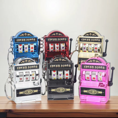 Minimáquina tragamonedas de frutas creativa, llavero con amuleto de la suerte y bote, regalo novedoso