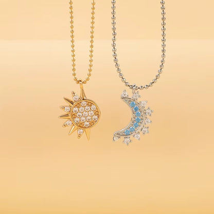 2Pcs/Set Magnetic Couple Matching Necklace Sun Moon Heart Shape Magnet Paired Pendant Jewelry Chain Choker Fashion Lover Gift