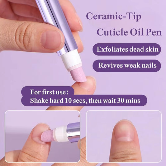 1/2/3PCS 3-In-1 Cuticle Oil Pen Deadskin Remover Cuticle Pusher Grinding Pen with Ceramic Tip Cuticle Remover Pen Nail Care Tool
