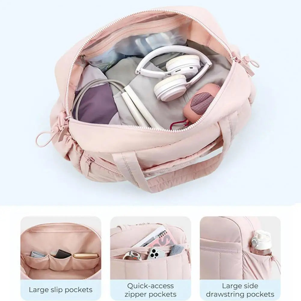 Travel Handbag with Large Waterproof PVC Pocket for Wet and Dry Separation Storage Gym Bag 5 Exterior Pockets Carry-On Bag