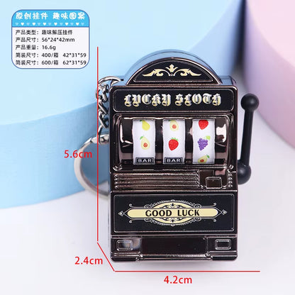 Minimáquina tragamonedas de frutas creativa, llavero con amuleto de la suerte y bote, regalo novedoso