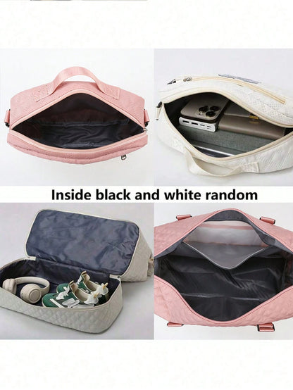 2PCS Large Capacity Travel Duffel Bag, Wet and Dry Separation Fitness Bag, Weekend Overnight Shoulder Bag, Hospital Necessary Mommy Bag, Travel Bag, Holiday Bag, Weekend Bag, Overnight Bag, with a Pull Bar Bag, with Shoe Storage, Boarding Bag, Cosmetics Storage Bag for Suitcase Gym Bag Duffle Bag for Luggage Carry on Bag College Bag Luggage Bags Weekender Bag Hospital Bag Pink Winter Bag for School School Accessories School Stuff