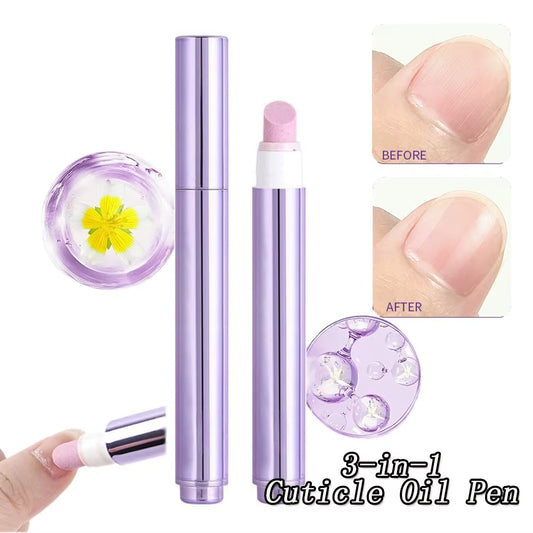 1/2/3PCS 3-In-1 Cuticle Oil Pen Deadskin Remover Cuticle Pusher Grinding Pen with Ceramic Tip Cuticle Remover Pen Nail Care Tool