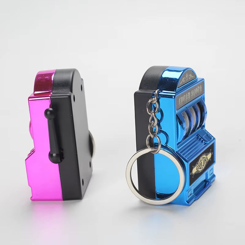 Minimáquina tragamonedas de frutas creativa, llavero con amuleto de la suerte y bote, regalo novedoso