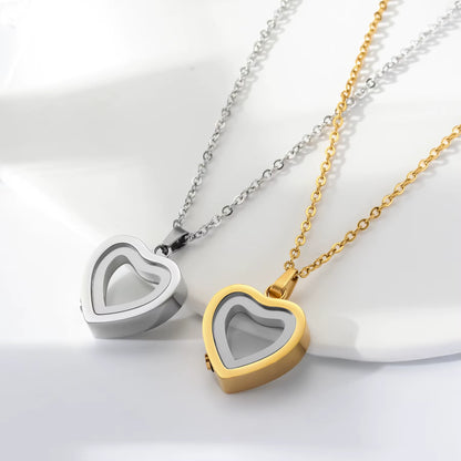 Stainless Steel Heart Glass Cremation Necklace for Ashes Love Memorial Lockets Keepsake Urn Pendants Jewelry for Women Men