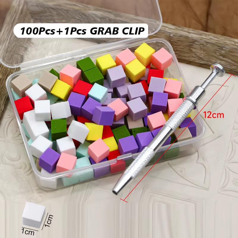 100/50Pcs Square Nail Art Sponge Set Gradient Nail Brushes Gel Polish DIY Design Nail Sponge Grab Pen Manicure Supplies Tools
