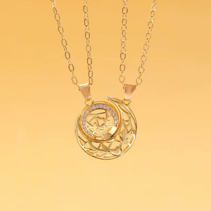 2Pcs/Set Magnetic Couple Matching Necklace Sun Moon Heart Shape Magnet Paired Pendant Jewelry Chain Choker Fashion Lover Gift