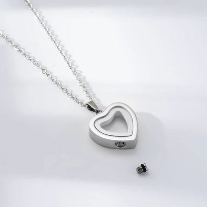 Stainless Steel Heart Glass Cremation Necklace for Ashes Love Memorial Lockets Keepsake Urn Pendants Jewelry for Women Men